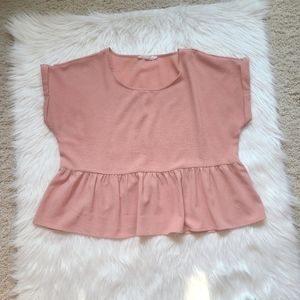 Hippie Rose Pink Ruffle Crop Stop Short Sleeved